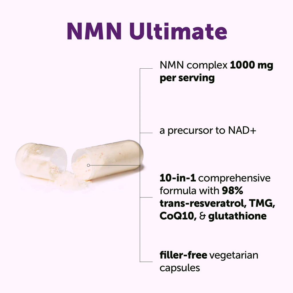 2-Piece Set Micro Ingredients NMN Complex 1,000mg Per Serving, 10-1 Complex, Zero Filler, Pure NMN 500mg with Vitamin C, Resveratrol, CoQ10, TMG, Quercetin, & Glutathione | NAD+ Supplement Precursor
