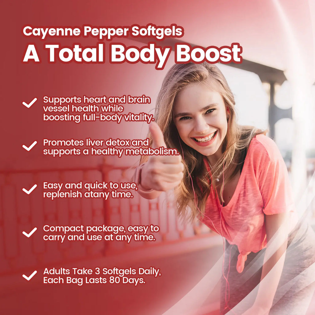2-Piece Set Cayenne Pepper Softgels Supplement, Supports Leg Vein, Heart and Blood Vessel Health, with Vitamin E D3+K2 and Extracts of Grape Seed, Hawthorn, Beetroot and Others (240 Softge /1 Bag)