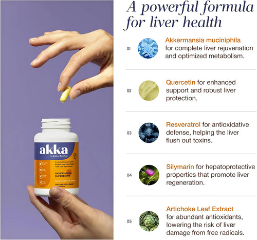 2-Piece Set AKKA - Akkermansia Probiotic Liver Cleanse Detox & Repair - Liver Health Supplement for Energy, Digestion & Metabolism with Akkermansia Muciniphila (AKKA Superbiotics), Non-GMO, Gluten-Free, 60 Caps