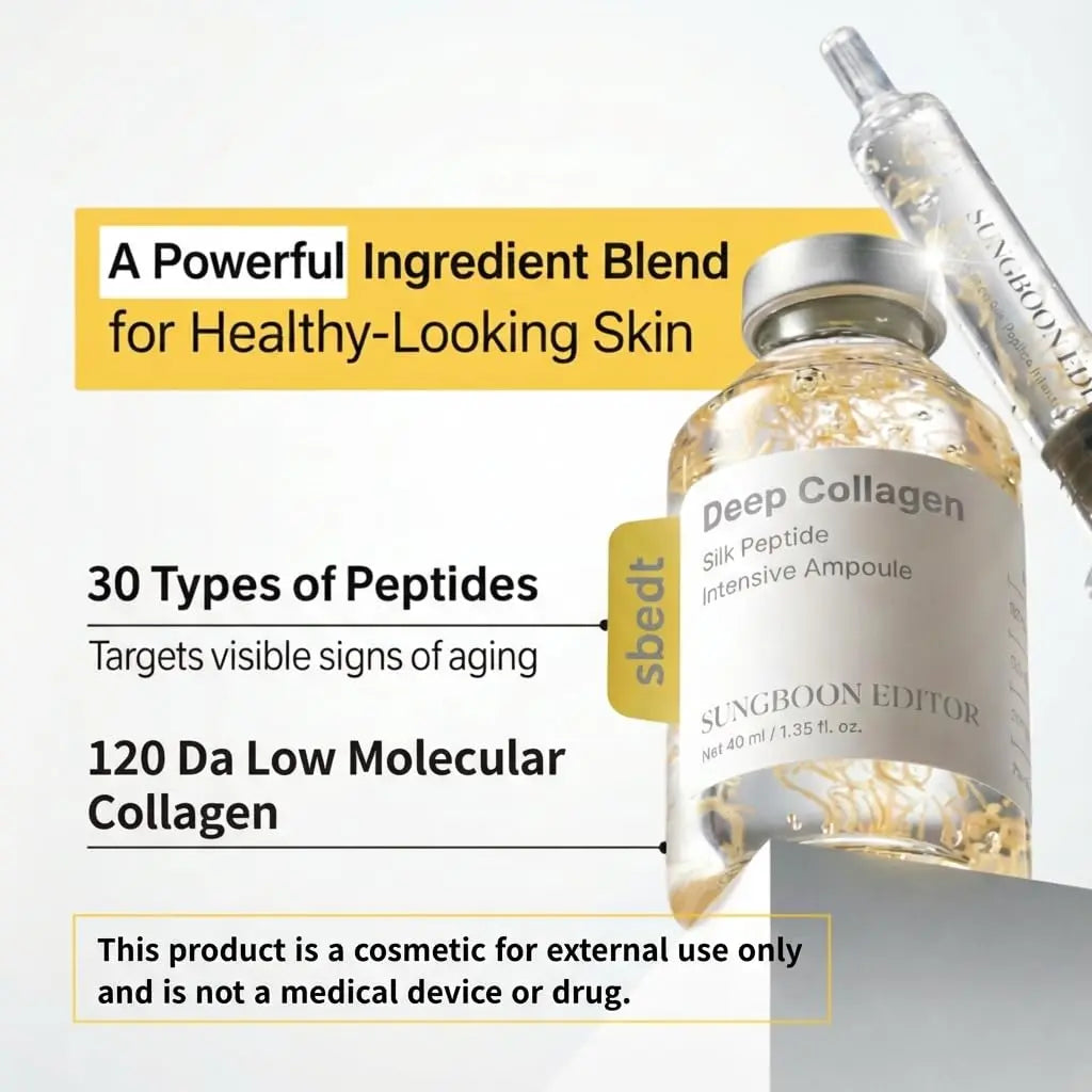 Two-Piece Set [Sungboon] Silk Lifting Peptide Ampoule | Wrinkle Care | Face-Lift at Home serum with Peptides & Deep Collagen | Plumping, Smooth, Anti aging Korean Skincare mothers day gift ideas (30ml)