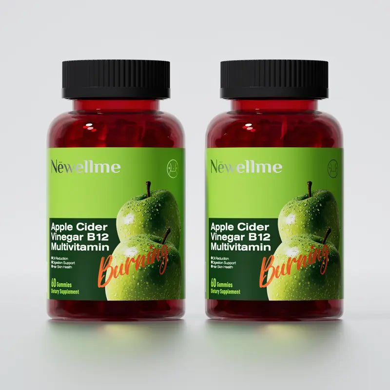 2-Piece Set Apple Cider Vinegar Gummy VitaminsCount - Vitamin B12, Gelatin-Free, Gluten-Free, Vegan & Non-GMO,ACV Supplement | Apple Flavor Optimum Edible Dietary Fitness