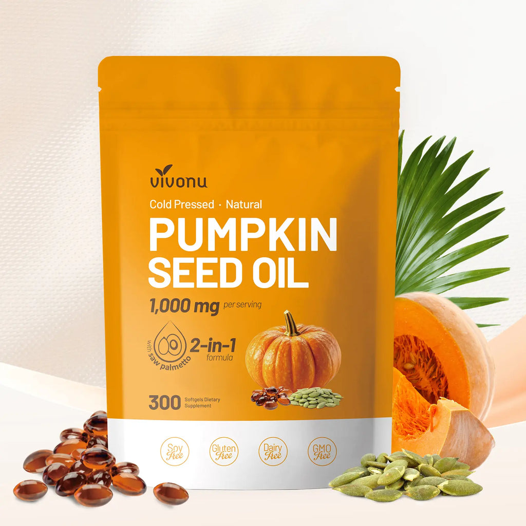 2-Piece Set Natural pumpkin seed oil and saw palmetto softgel 1000mg high content plant esters 300 capsules  mothersdaygift SummerVibes