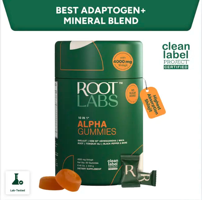 2-Piece Set Root Labs Alpha 10-in-1 Shilajit Gummies 4000 mg | New Year New Me Edition | Start 2026 Strong | Energy, Stamina & Focus | Zero Sugar | KSM-66 Ashwagandha, Tongkat Ali, Maca | Vegan | 60 Count | Transform Your Health Goals