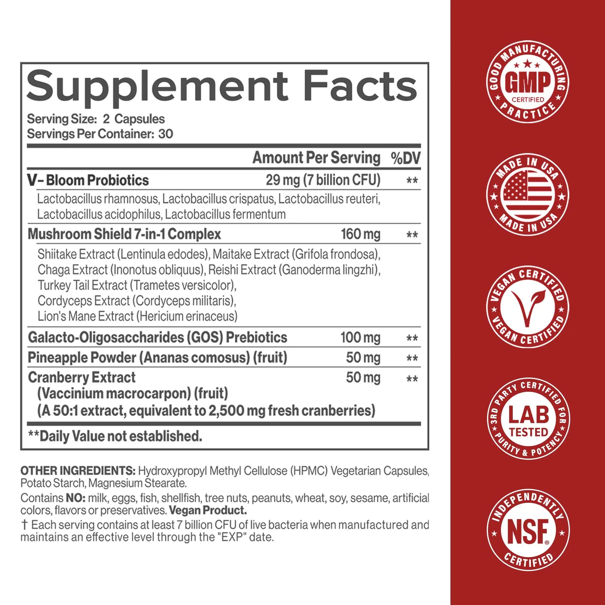 2-Piece Set HerAuré Women’s Probiotics - pH Balance, Odor Control, Flora Health, Moistening, Tightening - With 7 Billion CFU Probiotic, Prebiotic, 7-in-1 Mushroom Blend, Cranberry, Pineapple - 60 Capsules (Pack of 1), Self-Care Gift,mothersdaygift