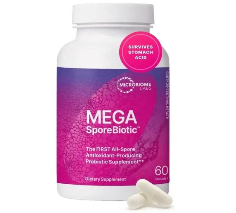 2-Piece Set Microbiome Labs MegaSporeBiotic Probiotics for Gut Health Women & Men - Spore Based Probiotics for Digestive Health - Shelf Stable & Travel-Friendly (60 Capsules)