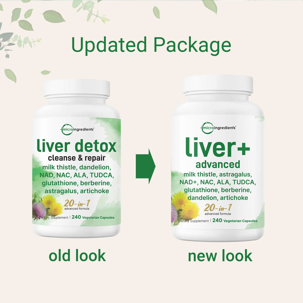 2-Piece Set Micro Ingredients Liver Advanced+, 240 Veggie Capsules, 20-in-1 Advanced Support Complex