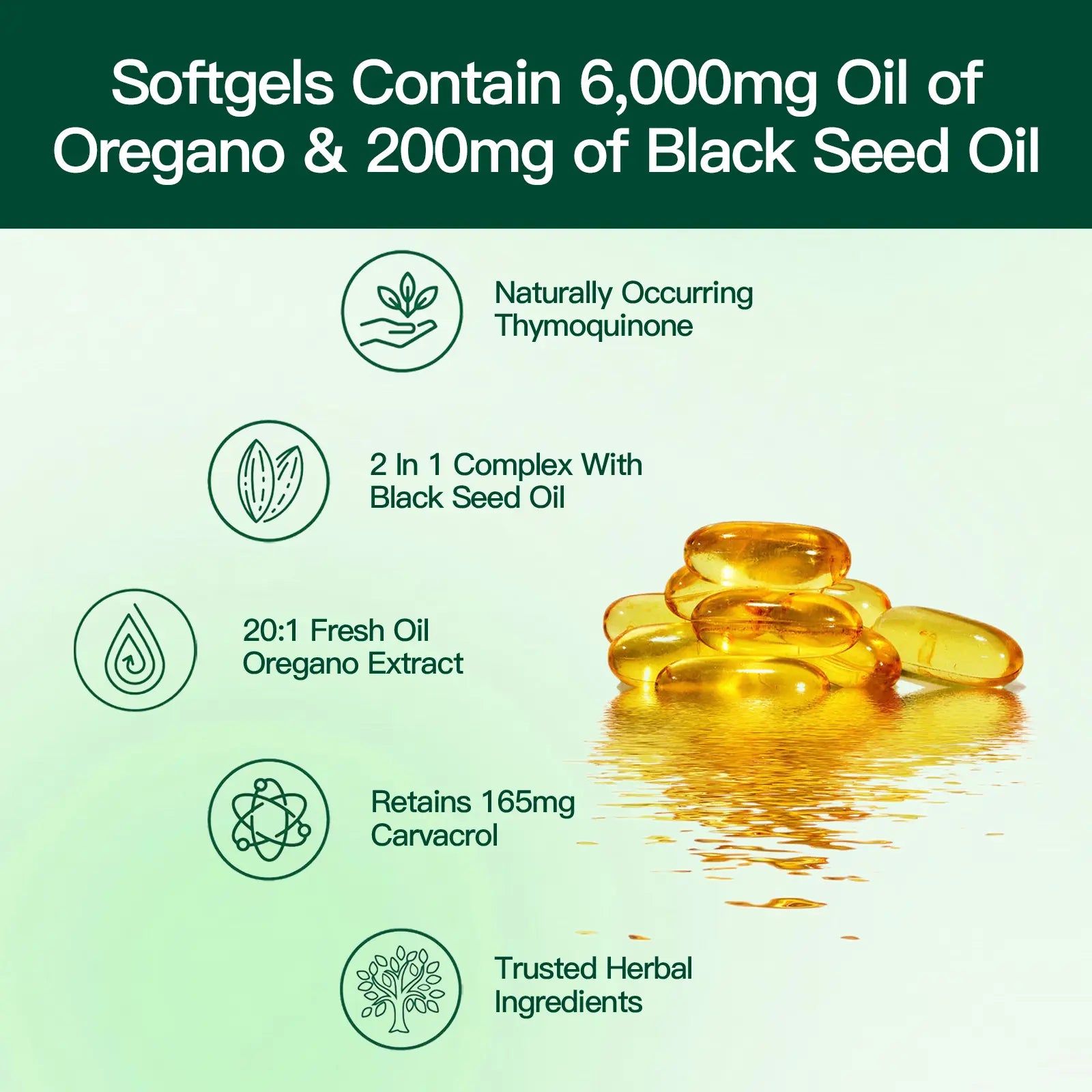 2-Piece Set VivoNu Organic Oregano Oil Capsules with Black Seed – 6000mg per Serving, 300 Softgels – Herbal Support for Wellness, Non-GMO, Gluten-Free