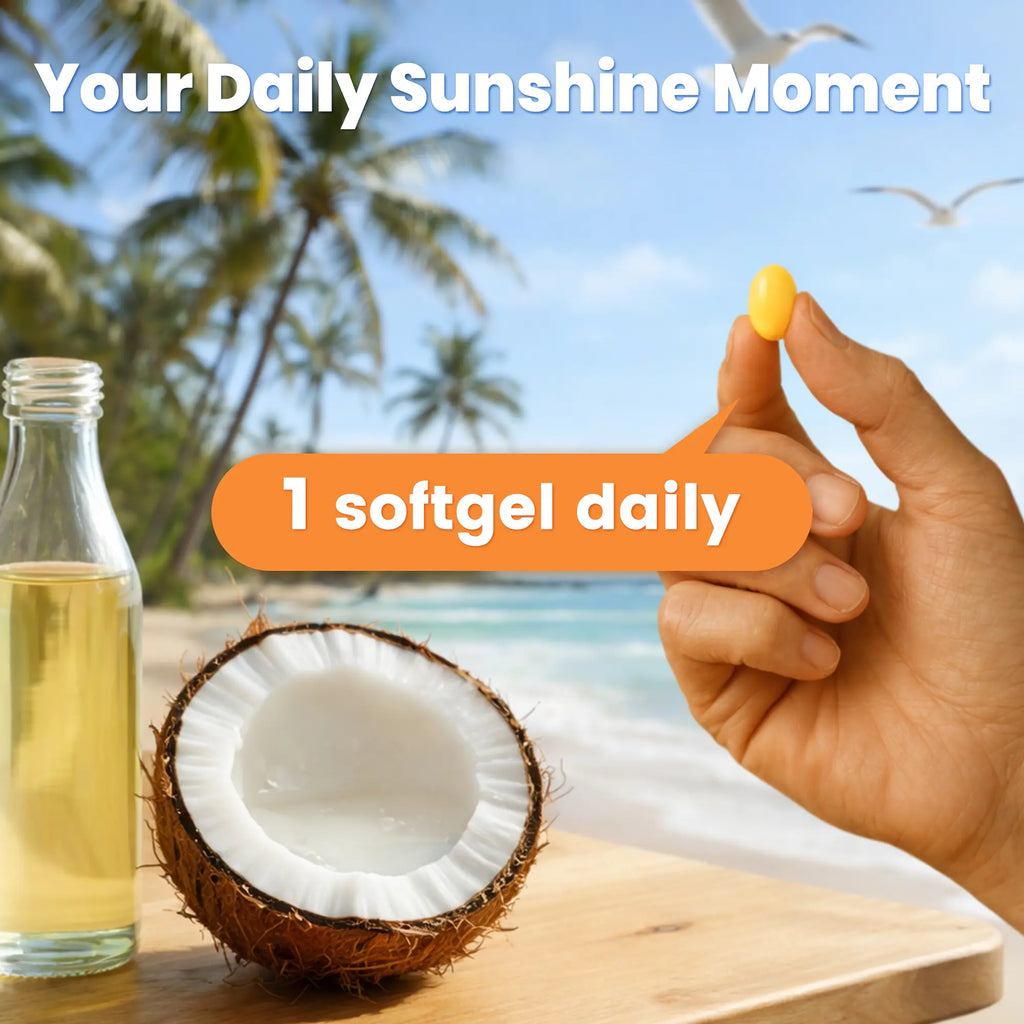 2-Piece Set VEV Corefeel Vitamin D3 K2 10000 IU, 300 Virgin Coconut Oil Softgels, 2 in 1 Vitamins Supplement D & K, Dietary Supplemental Pack, Mothersdaygift, Summervibes