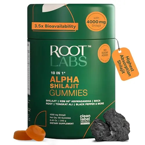 2-Piece Set Root Labs Alpha 10-in-1 Shilajit Gummies 4000 mg | New Year New Me Edition | Start 2026 Strong | Energy, Stamina & Focus | Zero Sugar | KSM-66 Ashwagandha, Tongkat Ali, Maca | Vegan | 60 Count | Transform Your Health Goals