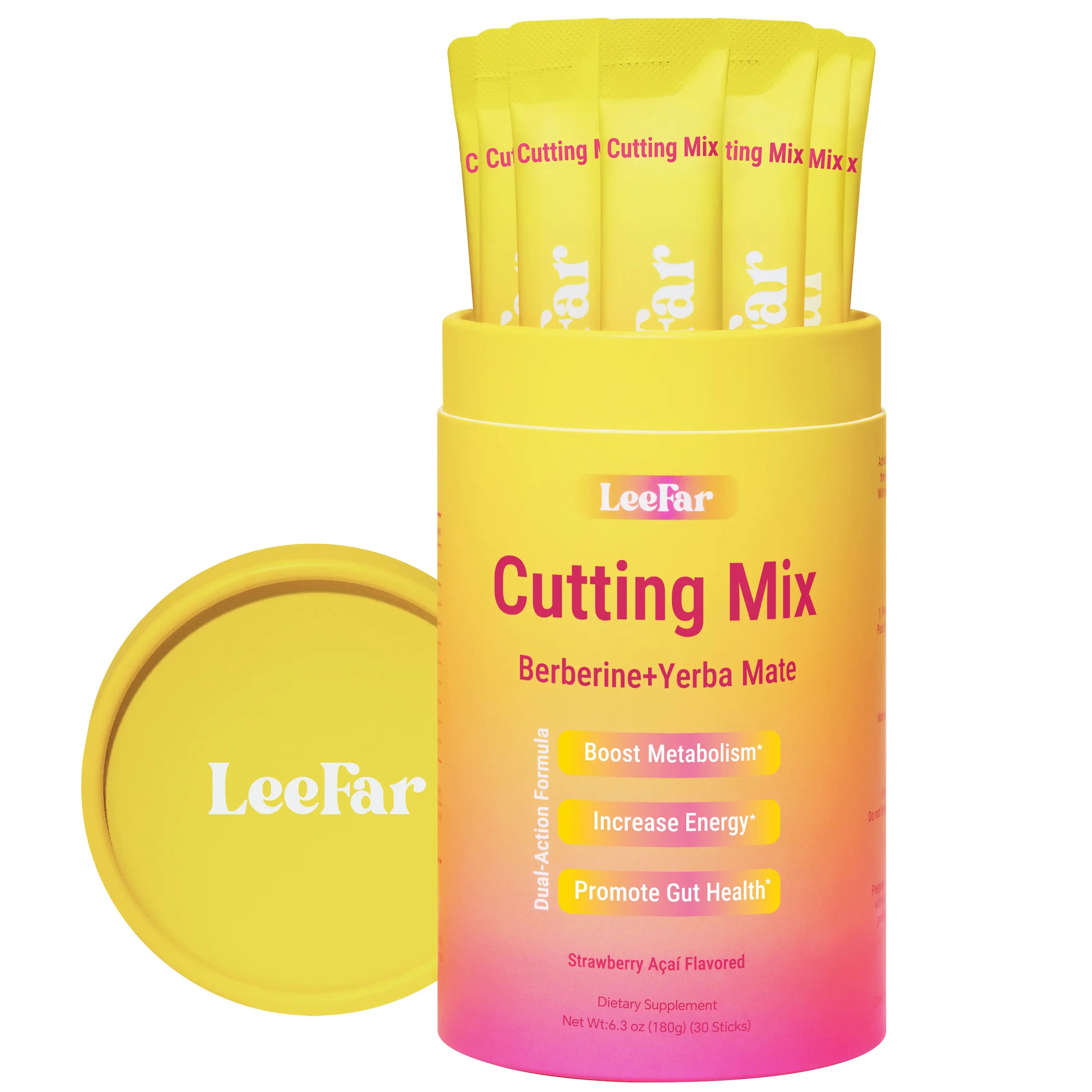 2-Piece Set LeeFar Cutting Drink Mix – | Strawberry Açaí Flavor – 30 Servings