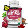 2-Piece Set Toplux Organic Beet Root Tablets -  Nitric Oxide Booster Beetroot Supplement 2040mg