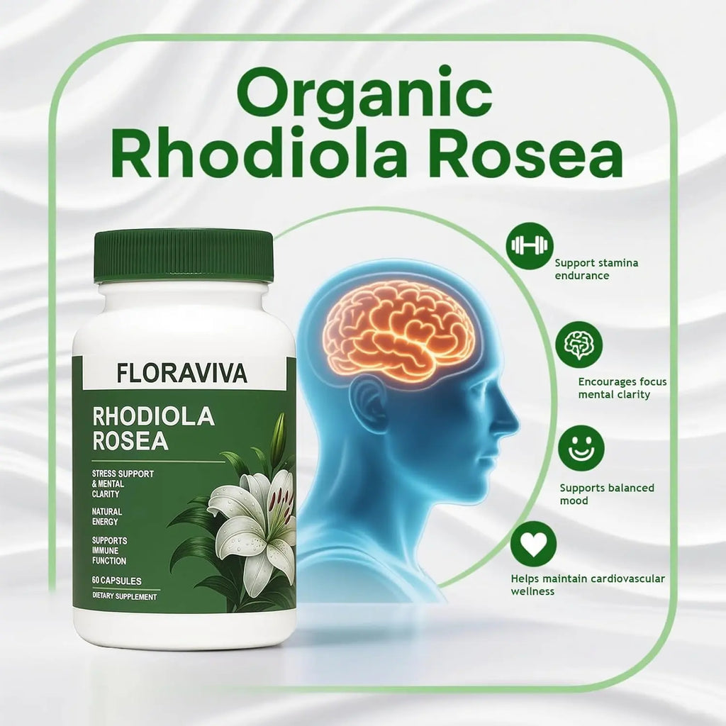 2-Piece Set Natural Rhodiola Rosea Wellness Capsules 500mg - Natural Adaptogen Supplement for Stress Support, Mental Focus & Energy - Non-GMO (60 Capsules) Dietary Supplement, More Natural ingredient