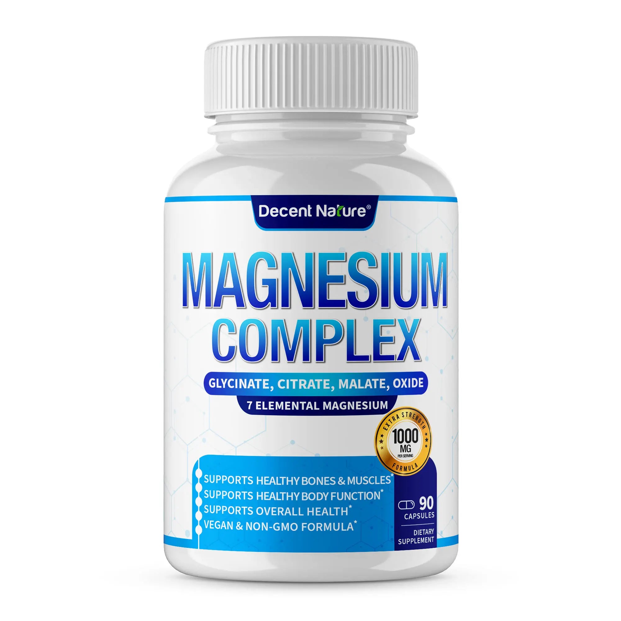 2-Piece Set Magnesium Complex 1000mg Made with 7 Elemental Magnesium 90 Capsules