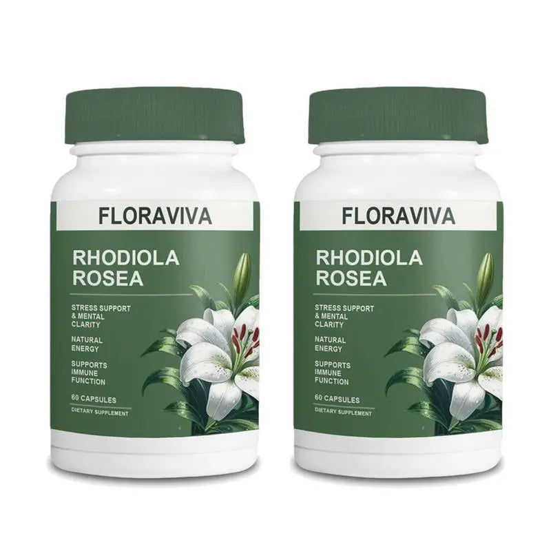 2-Piece Set Natural Rhodiola Rosea Wellness Capsules 500mg - Natural Adaptogen Supplement for Stress Support, Mental Focus & Energy - Non-GMO (60 Capsules) Dietary Supplement, More Natural ingredient