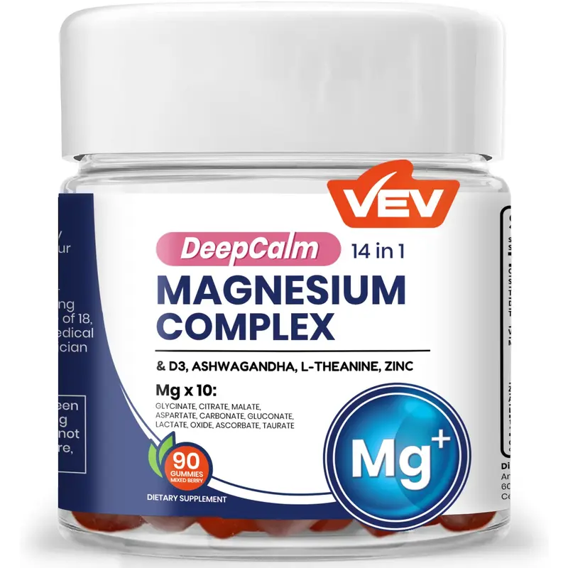VEV 14-in-1 Magnesium Gummies | Ashwagandha + L-Theanine + Vitamin D3 + Zinc | Sleep Support, Stress Relief & Immune Boost | Non-GMO, No Artificial Flavors | Adult Daily Gummy