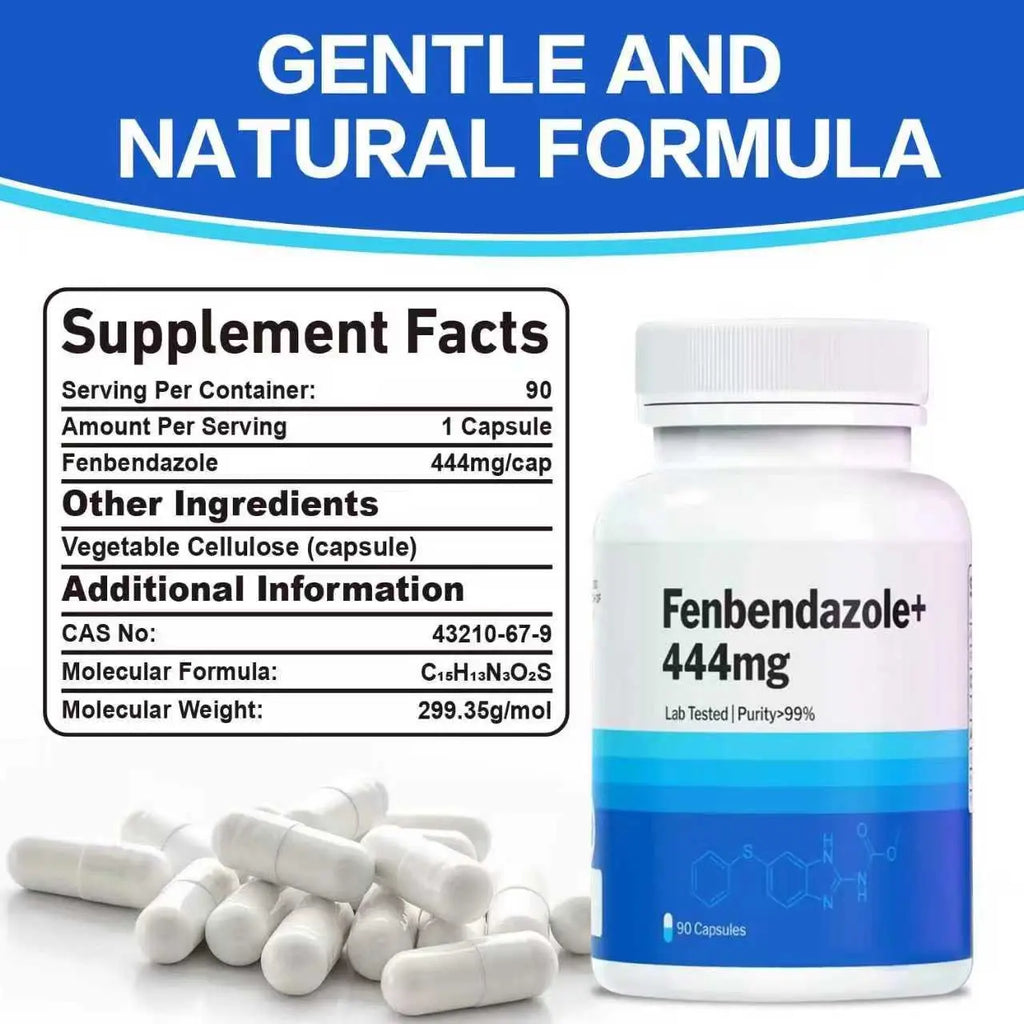 2-Piece Set Fenben Fenbendazole 444mg 90 Count 99%25 Purity Lab Tested Supplement for Dietary Fitness