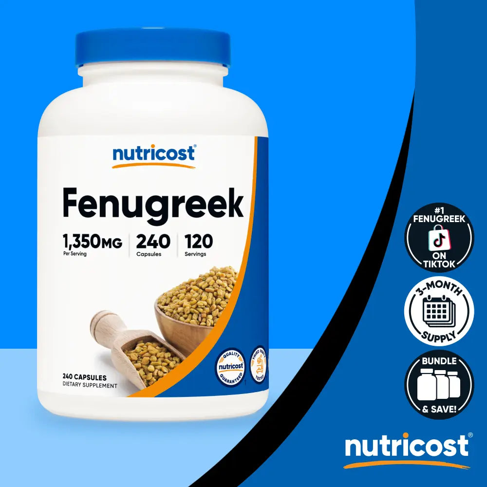 2-Piece Set Nutricost Fenugreek Capsules Supplement - 240 Capsules