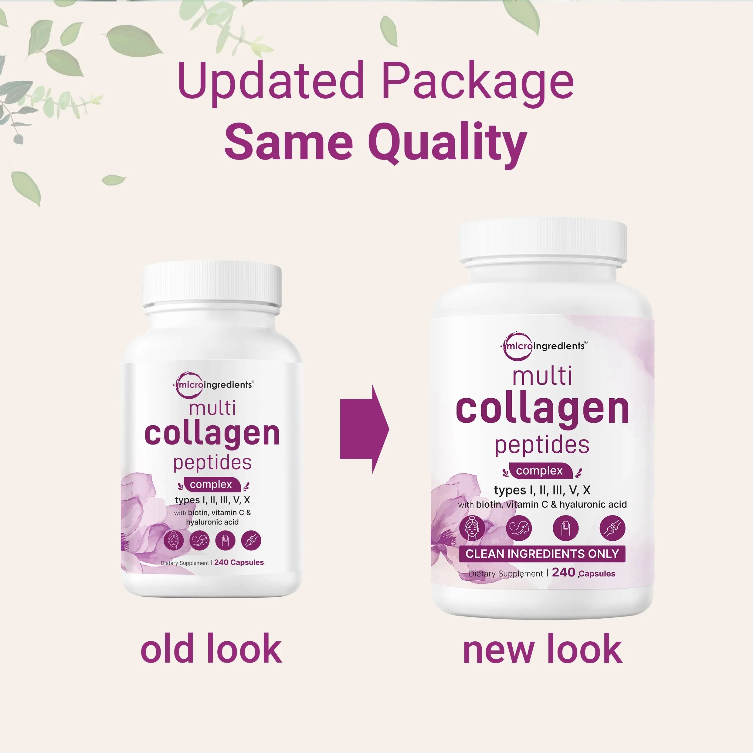 2-Piece Set Micro Ingredients Multi Collagen Complex, 240 Capsules