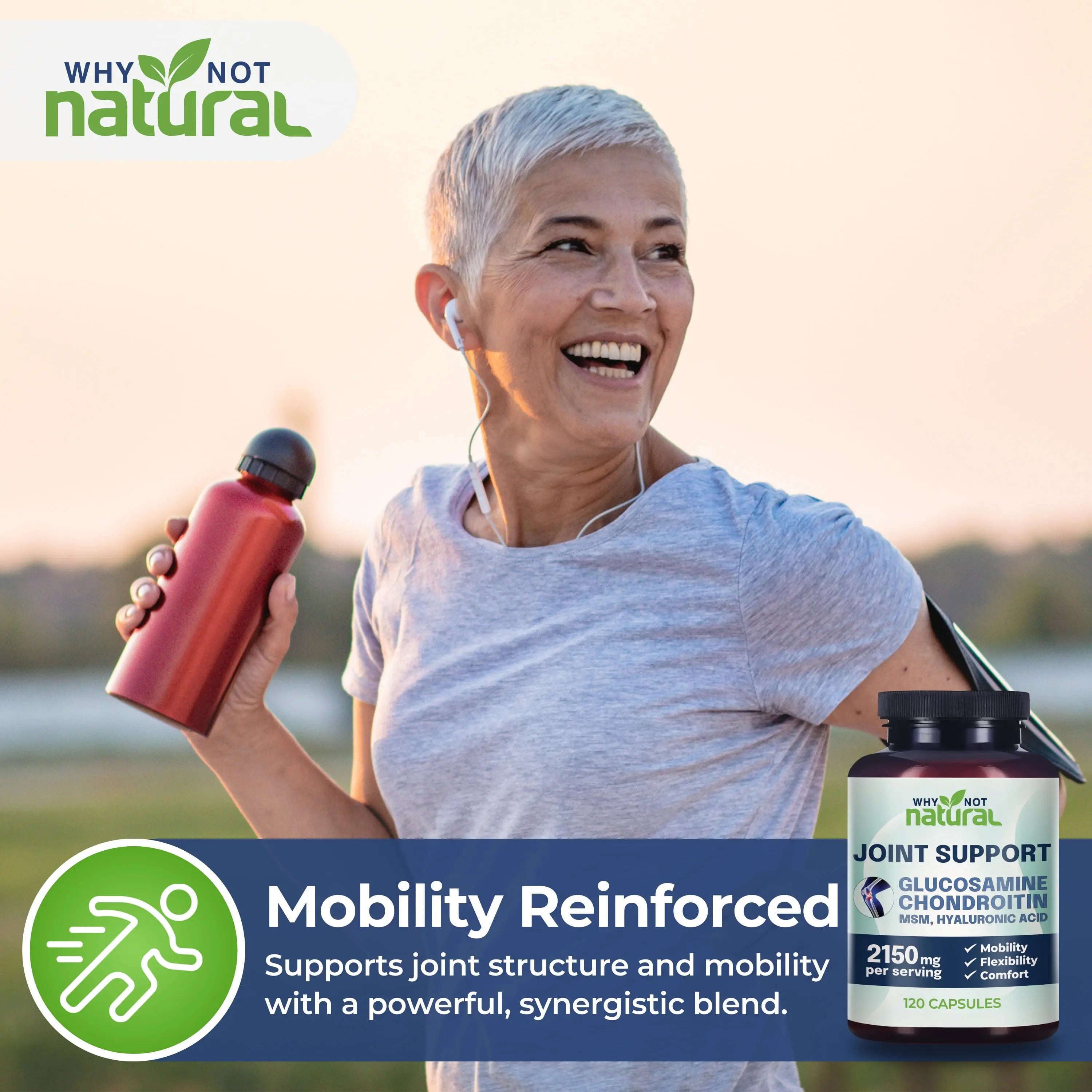 2-Piece Set Why Not Natural Glucosamine Chondroitin MSM, Joint Support Supplement