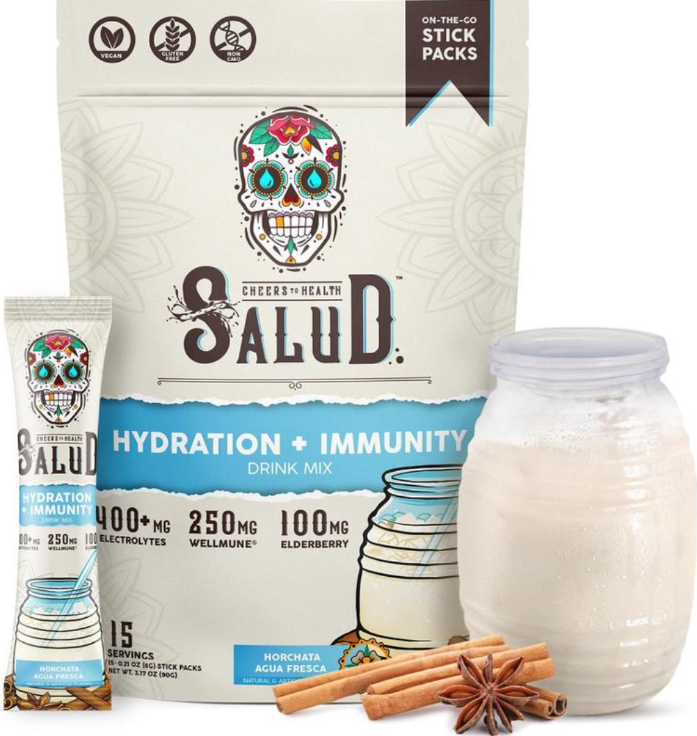 2-Piece Set 2-in-1 [Hydration + Immunity] Electrolytes, Immune Support, Dairy & Soy Free - 400mg Electrolytes, 250mg Wellmune, 100mg Elderberry - Healthcare, Vitamin (15 Servings), Coconut, Sugar