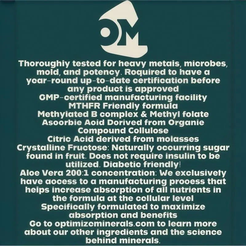 2-Piece Set OPTIMIZE MINERALS Daily Multi-Mineral Formula 30 Day Supply - 70+ Essential Trace Minerals，Composite cellulose improves health and wellness