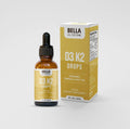 2-Piece Set Bella All Natural D3 K2 Drops Organic Omega 3 MCT Oil 50ml Supplement for Daily Health Needs