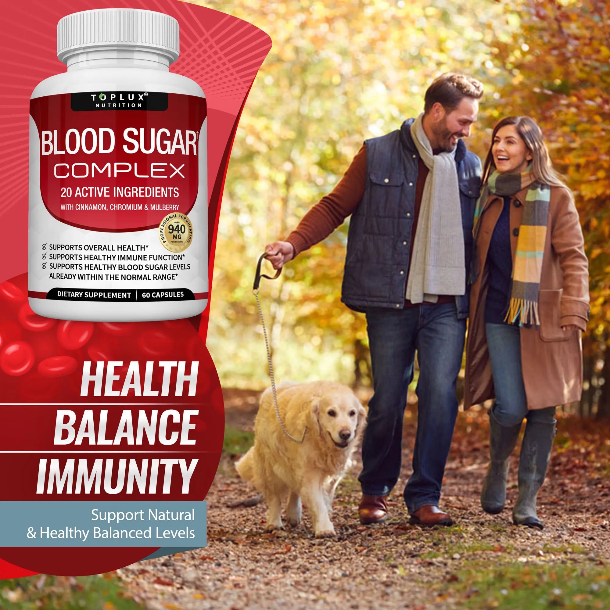 2-Piece Set Blood Sugar Complex 20 Vitamins & Minerals Support Overall Health