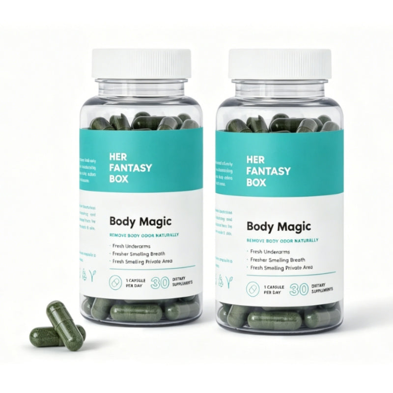 2-Piece Set Body Magic Chlorophyll Capsules for Detox, Digestion, Gut Health, and Skin Support, Natural Energy Booster for Oily Skin, 30 Vegan Capsules