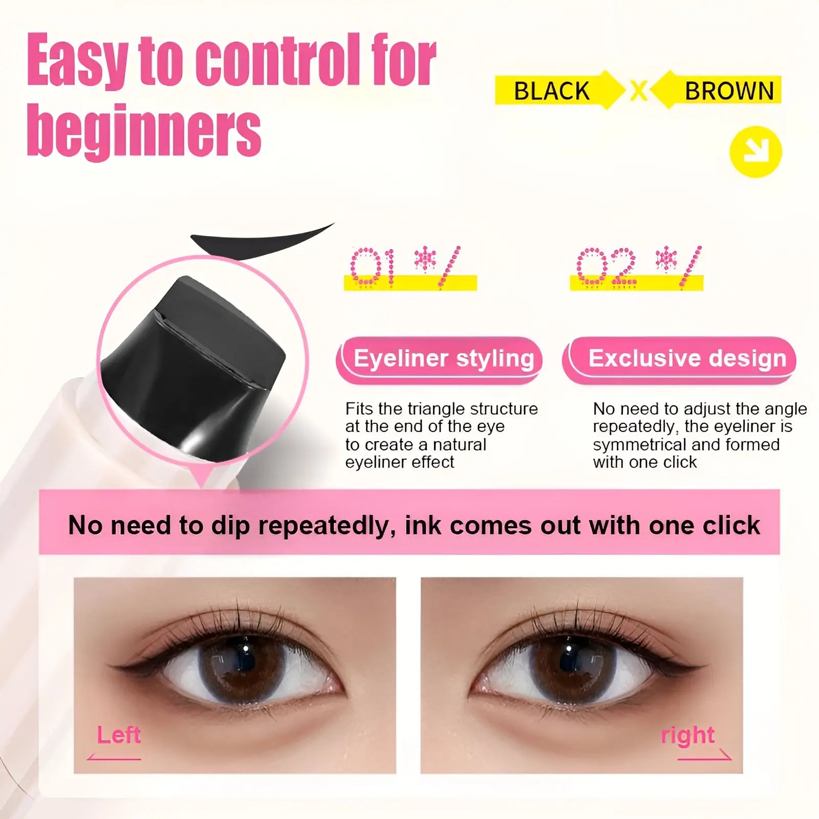 Rotating Eyeliner Stamp Pen – Dual-Head Design with Wing Stamp, Quick-Dry, Long-Lasting, Smudge-Proof for Easy Cat Eye, Sharp Winged Lines & All-Day Makeup Wear - Beginner Friendly Everyday Makeup Tool for Women, Women's cosmetics, Makeup tool
