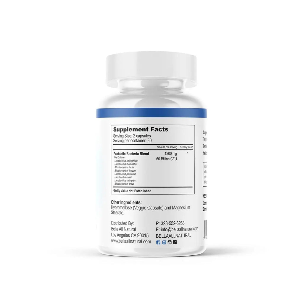 2-Piece Set Bella All Natural Probiotics MAX Day - 8 Probiotic Strains & 60 Billion CFU per Serving for Healthy Living - 60 Capsules