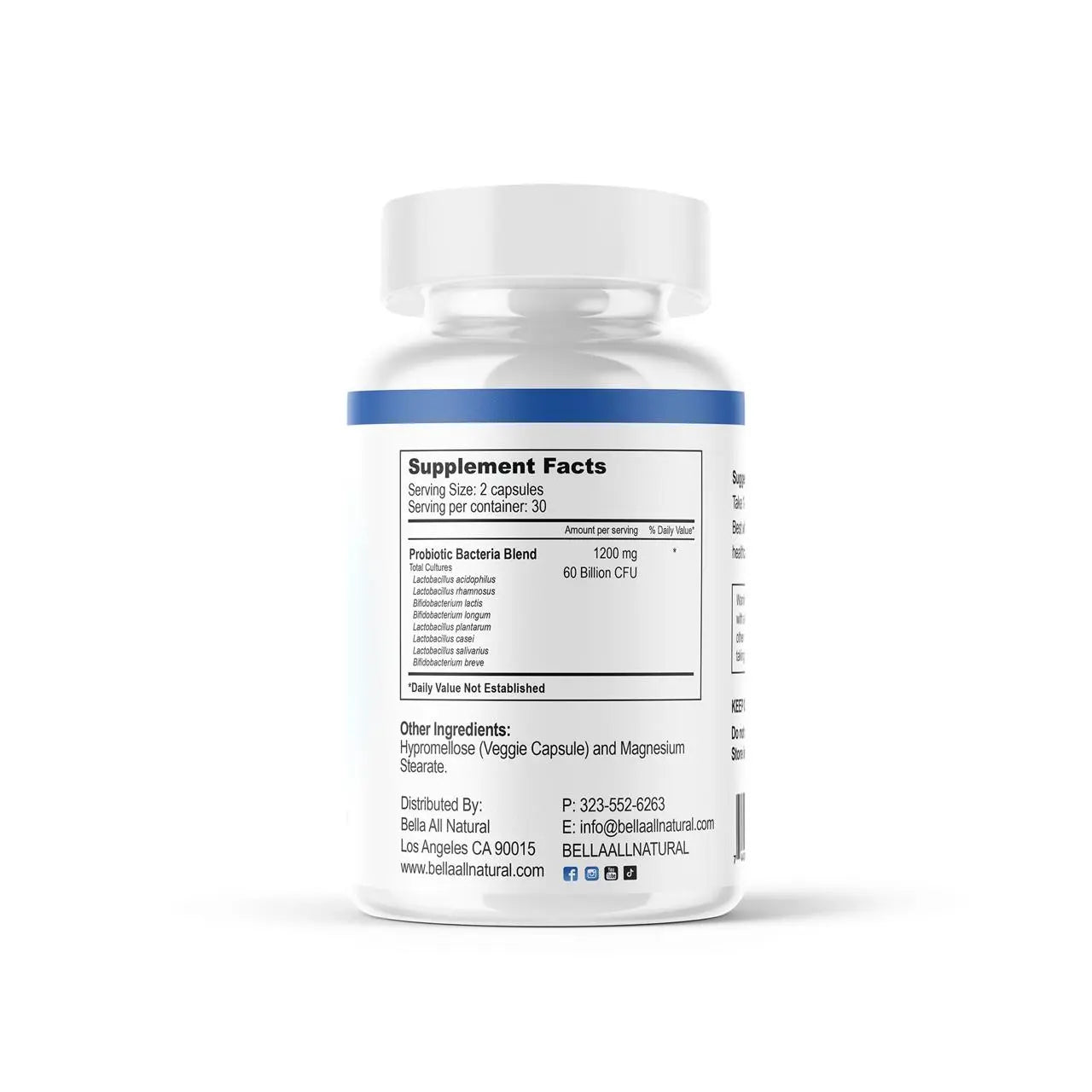 2-Piece Set Bella All Natural Probiotics MAX Day - 8 Probiotic Strains & 60 Billion CFU per Serving for Healthy Living - 60 Capsules