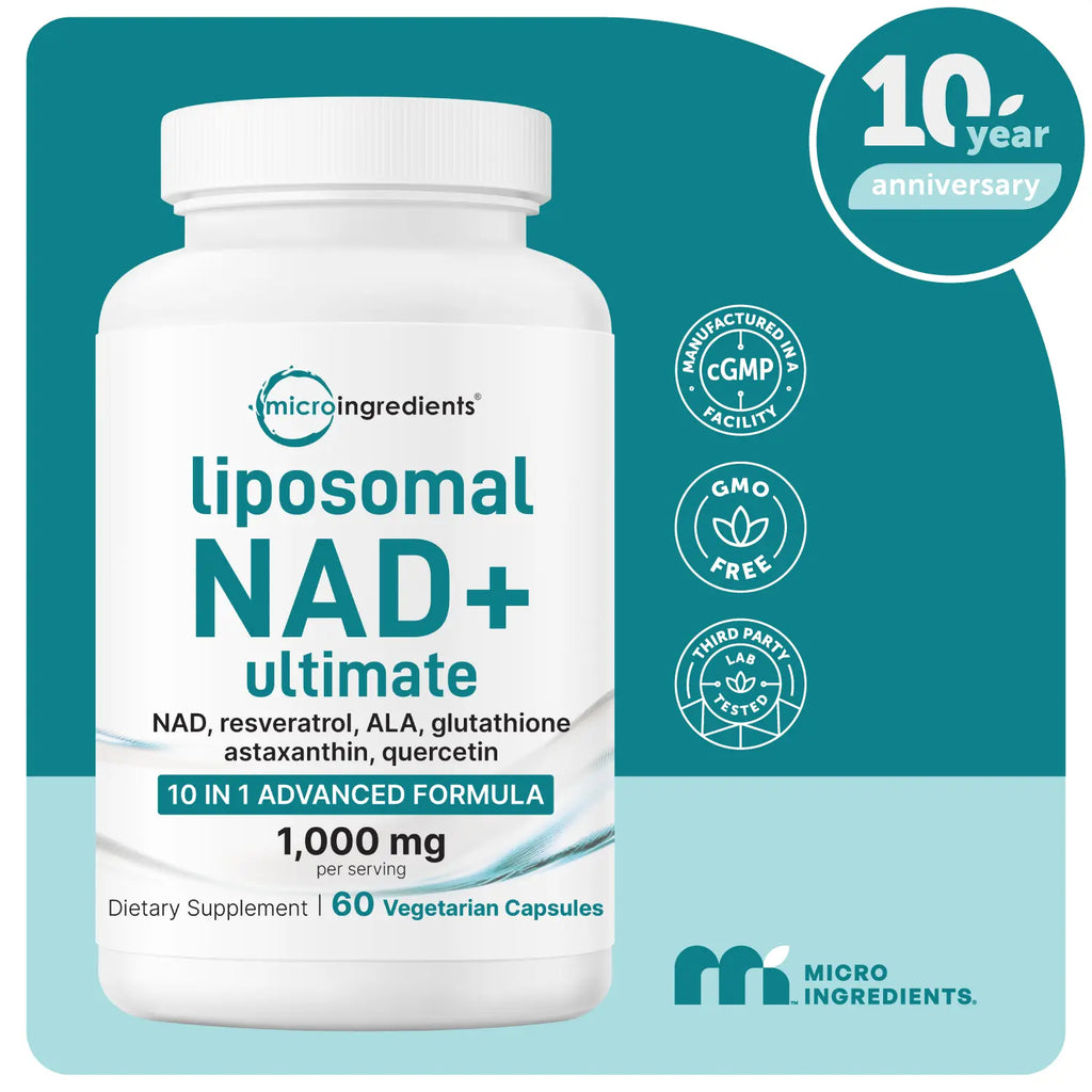 2-Piece Set Micro Ingredients Liposomal NAD+ Ultimate 1,000mg, 60 Veggie Capsules