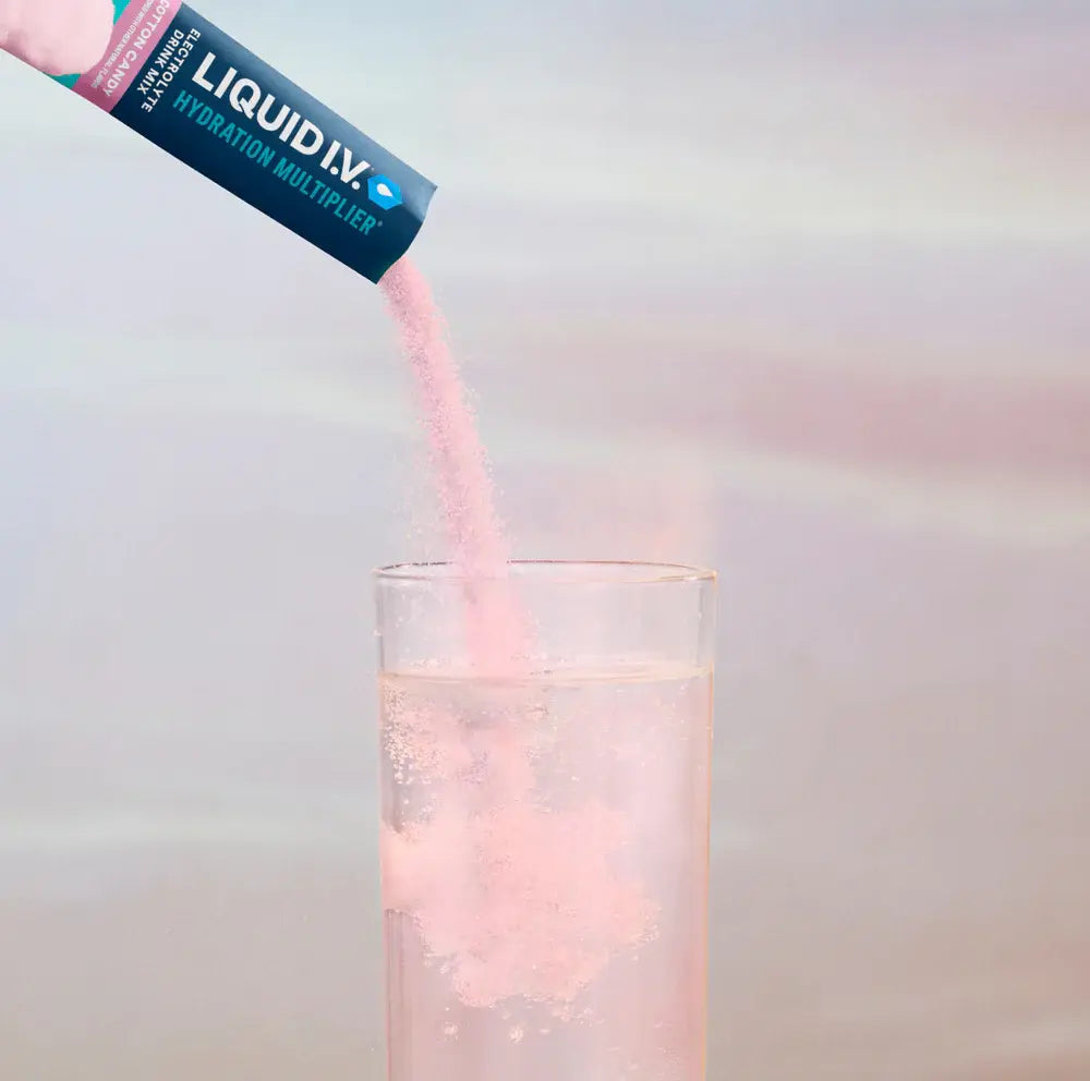2-Piece Set Liquid I.V. Hydration Multiplier - Cotton Candy - Hydration Powder Packets | Electrolyte Powder Drink Mix | Convenient Single-Serving Sticks | 8 Vitamins & Nutrients | 1 Pack (16 Servings)