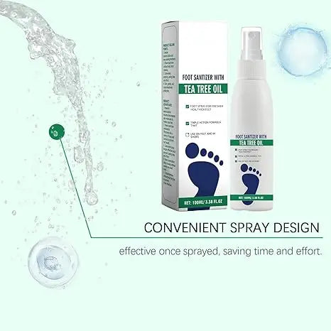 2-Piece Set (3 bottles)Tea Tree Oil Foot Spray - Plantar Moisturizing Deodorant for Odor Control & Dry Feet Care, Natural Foot Sanitizer with Antifungal Properties,Ximonth Clear Foot Sanitizer Spray,for Foot & Shoe Freshness
