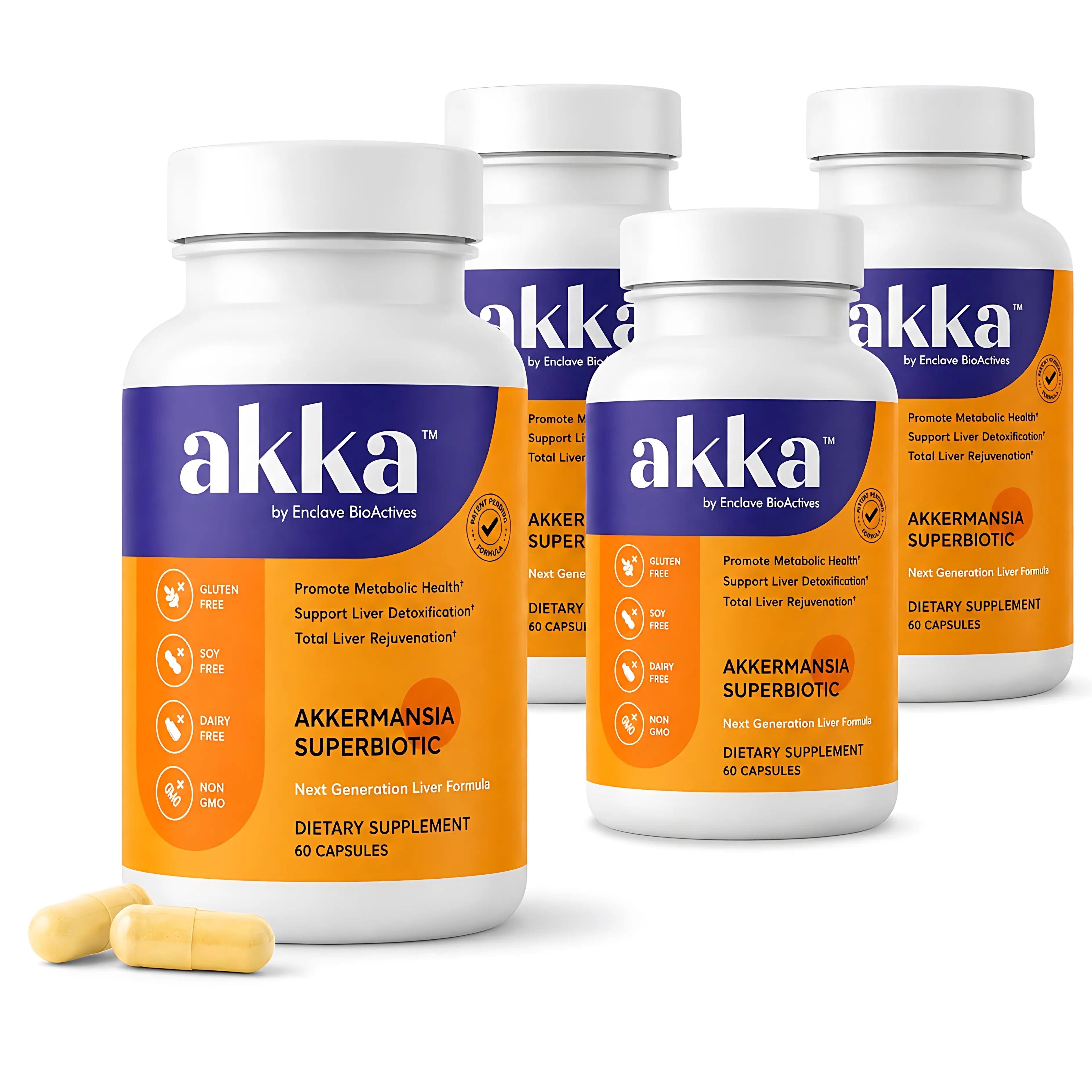 2-Piece Set AKKA - Akkermansia Probiotic Liver Cleanse Detox & Repair - Liver Health Supplement for Energy, Digestion & Metabolism with Akkermansia Muciniphila (AKKA Superbiotics), Non-GMO, Gluten-Free, 60 Caps