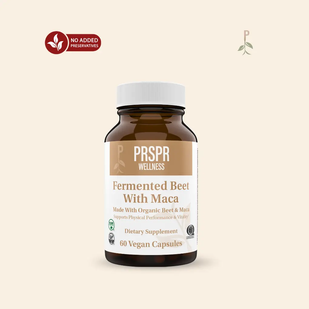 2-Piece Set Nature's BBL PRSPR WELLNESS Fermented Beet & Maca 60 Vegan Capsules Organic Health Supplement for Daily Routine & Vitality