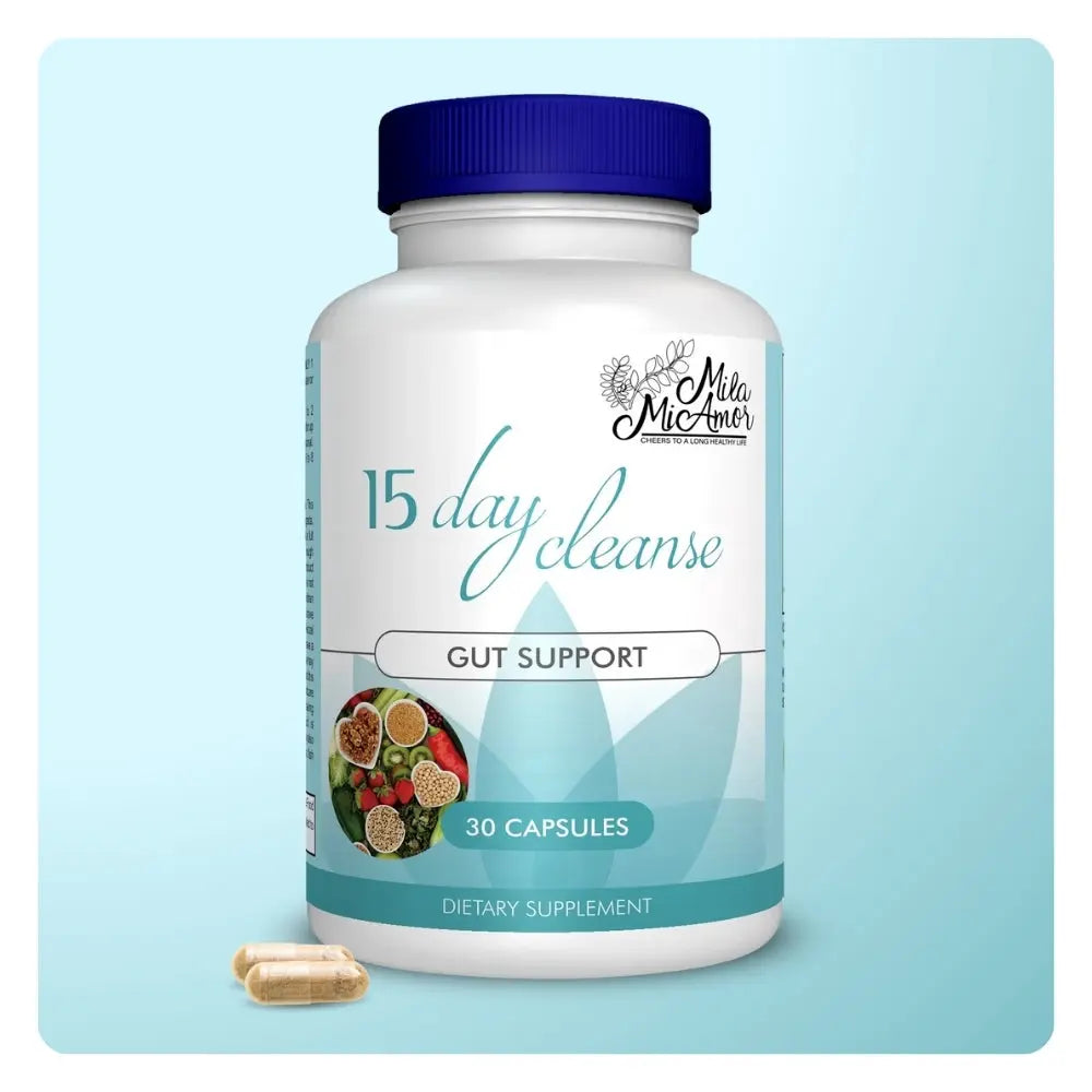 2-Piece Set 15 Day Cleanse - Gut and Colon Support | Caffeine Free | Advanced Formula with Senna, Cascara Sagrada, & Psyllium Husk | Non-GMO | 30 capsules