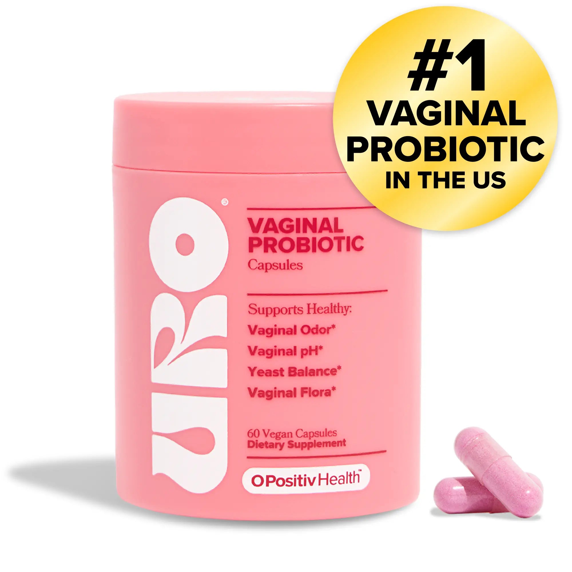 2-Piece Set URO Women's Probiotics - 60 Count (Pack of 1) - Prebiotic and Probiotic Capsules for Healthy pH Balance and Odor