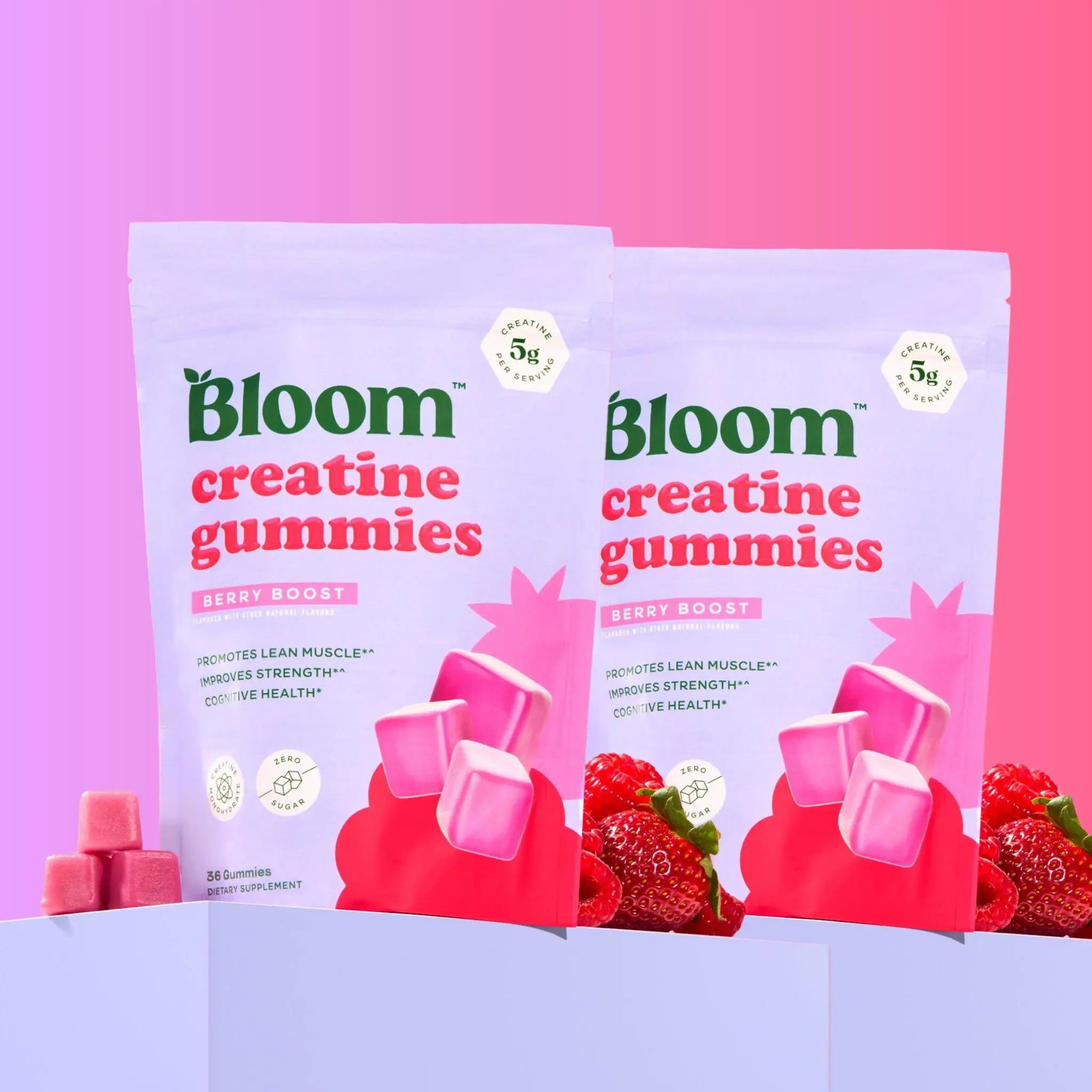 2-Piece Set Bloom Nutrition Creatine Gummies -  Energy, Cognitive Health & Post-Workout Muscle Recovery Promotes & Muscle Improves - Creatine for Women