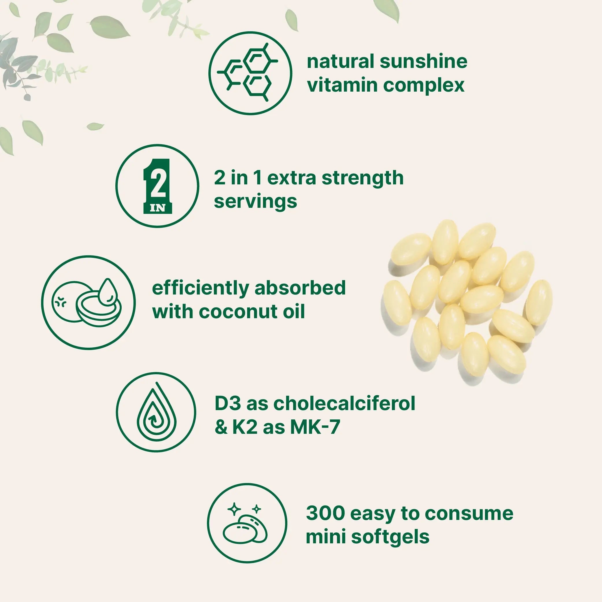2-Piece Set Micro Ingredients Vitamin D3 K2 Supplement Softgels