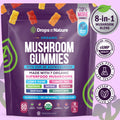 2-Piece Set Drops Of Nature Ashwagandha KSM-66, Reishi, Lions Mane, Shiitake, Cordyceps, Turkey Tail, Maitake, Chaga Supplement Gummies - Mixed Fruits, 80 Gummies