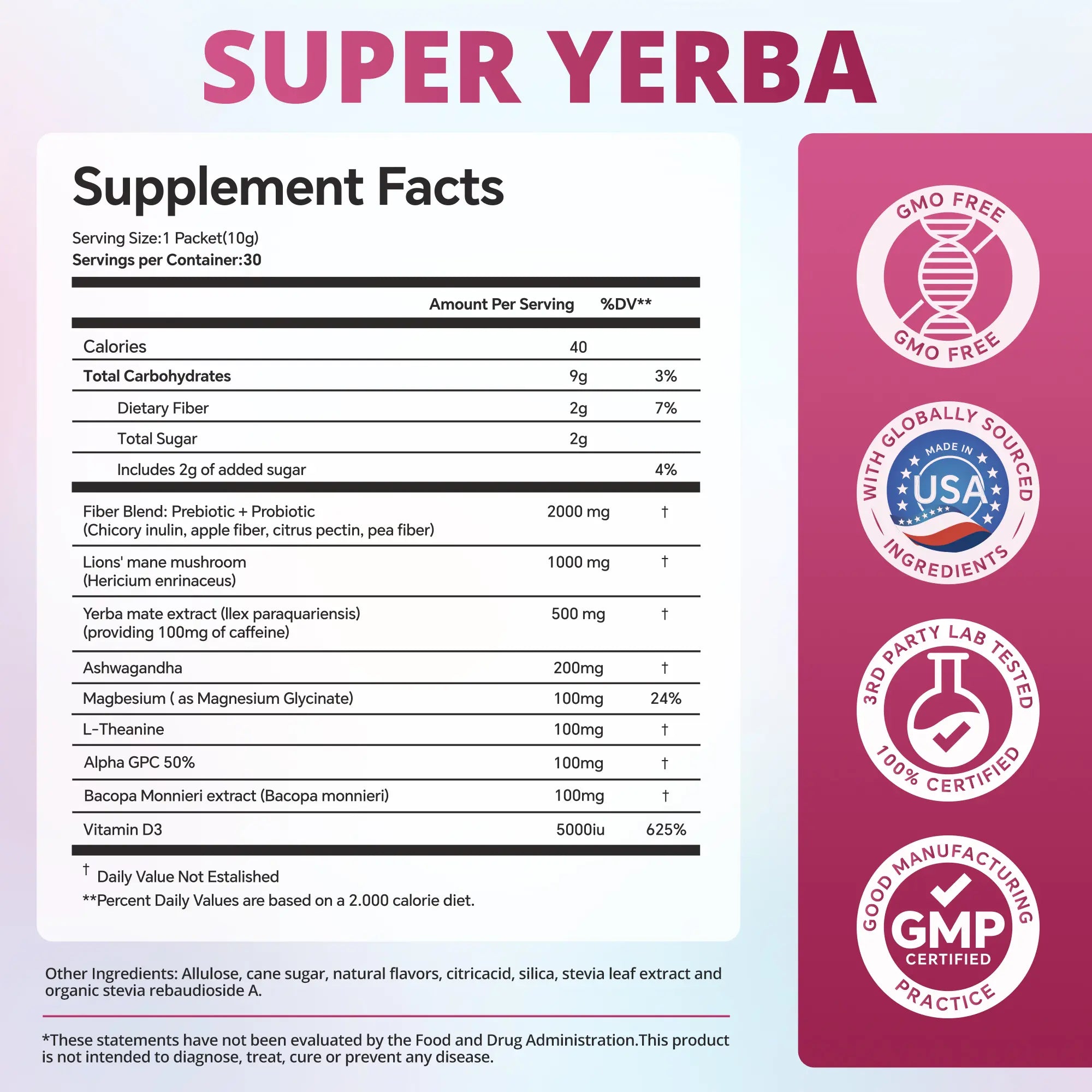 2-Piece Set ZOOONE Super Yerba | Yerba Mate Instant Drink Powder |  RASPBERRY LEMONADE Flavor | 30 Servings