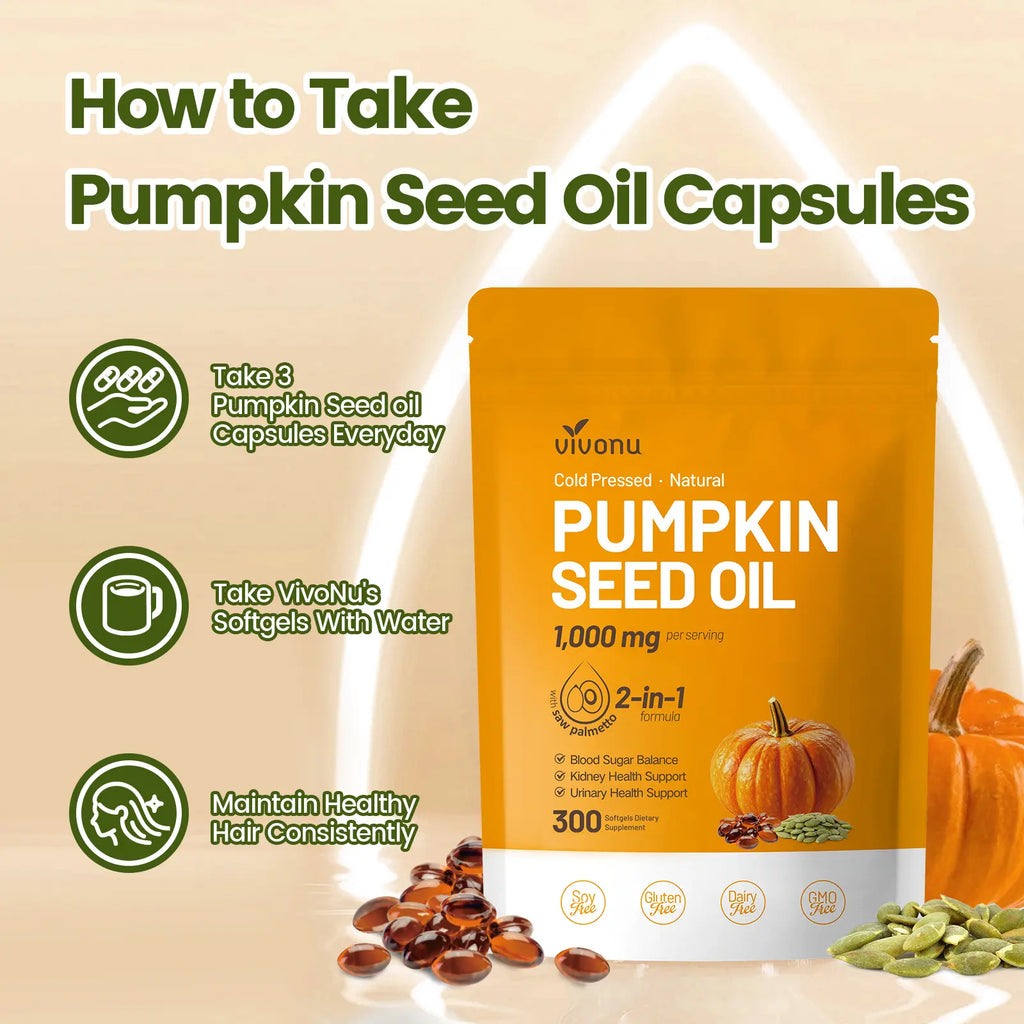 2-Piece Set Natural pumpkin seed oil and saw palmetto softgel 1000mg high content plant esters 300 capsules  mothersdaygift SummerVibes