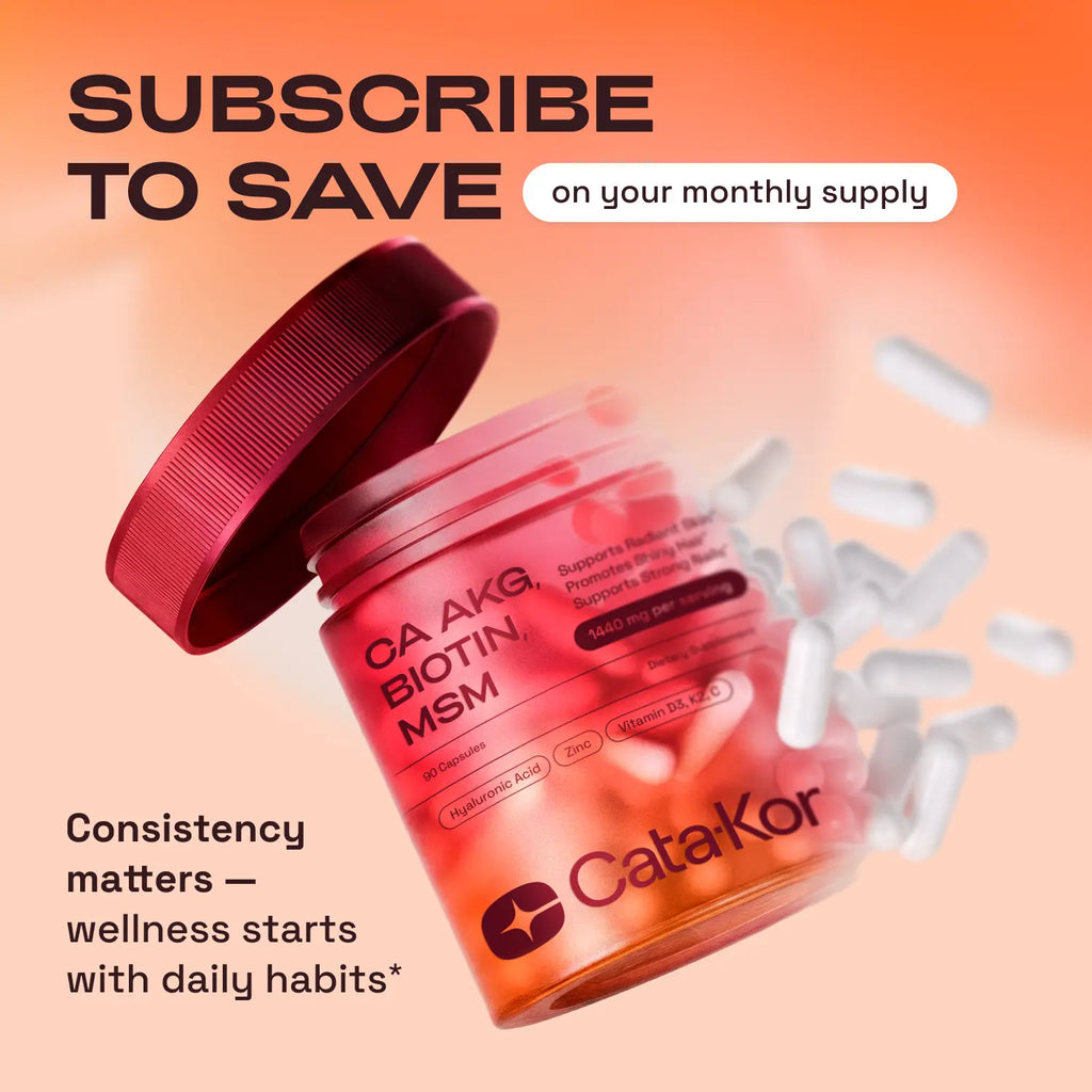 2-Piece Set Cata-Kor Skin, Hair & Nails Supplement – Ca AKG | MSM | Hyaluronic Acid | Biotin – Supports Radiant Skin, Promotes Shiny Hair & Strong Nails – Beauty Complex, Dietary Supplement
