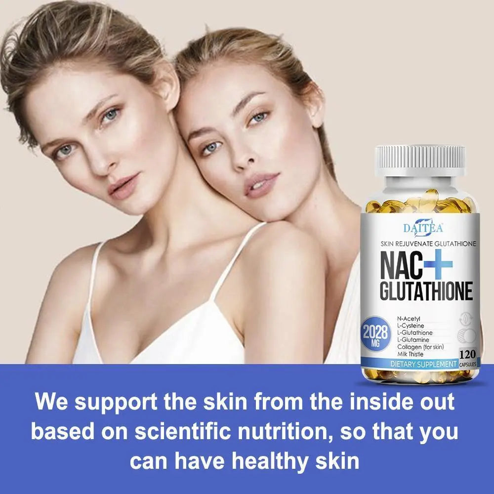 2-Piece Set Daitea NAC + Glutathione Health Supplement, Supports Liver Health, Supports Skin Health,120 Capsules