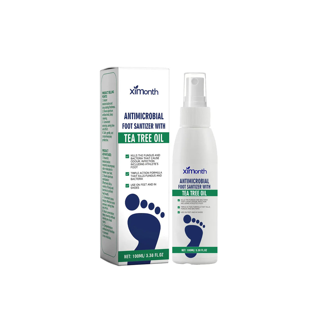 2-Piece Set (3 bottles)Tea Tree Oil Foot Spray - Plantar Moisturizing Deodorant for Odor Control & Dry Feet Care, Natural Foot Sanitizer with Antifungal Properties,Ximonth Clear Foot Sanitizer Spray,for Foot & Shoe Freshness