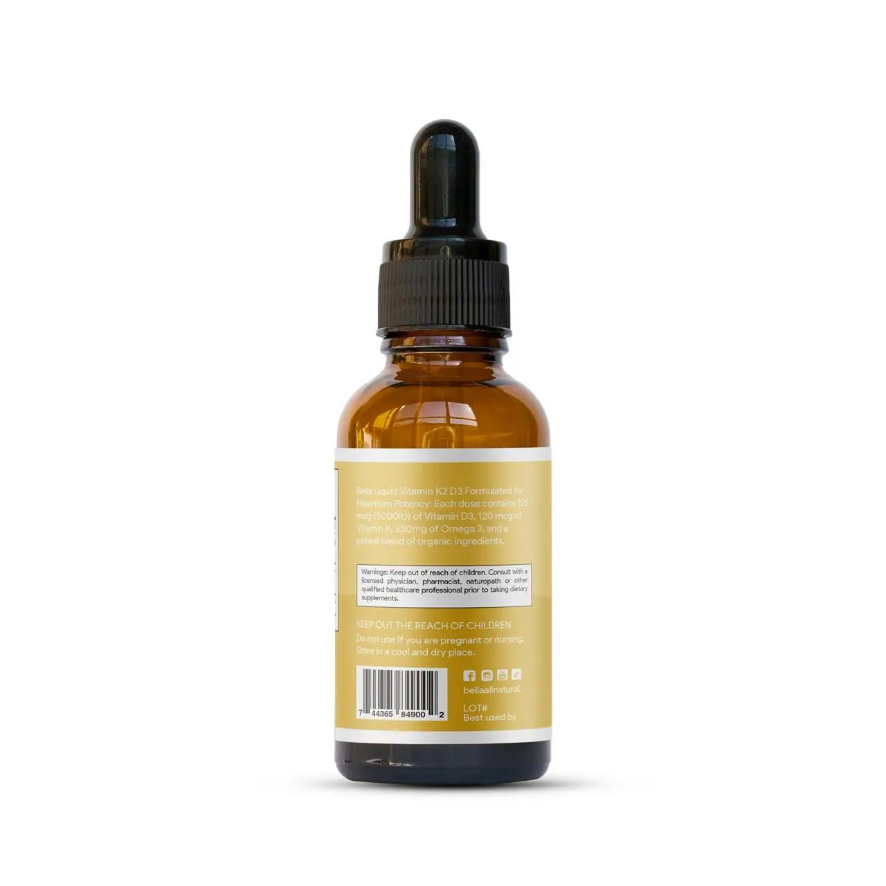 2-Piece Set Bella All Natural D3 K2 Drops Organic Omega 3 MCT Oil 50ml Supplement for Daily Health Needs