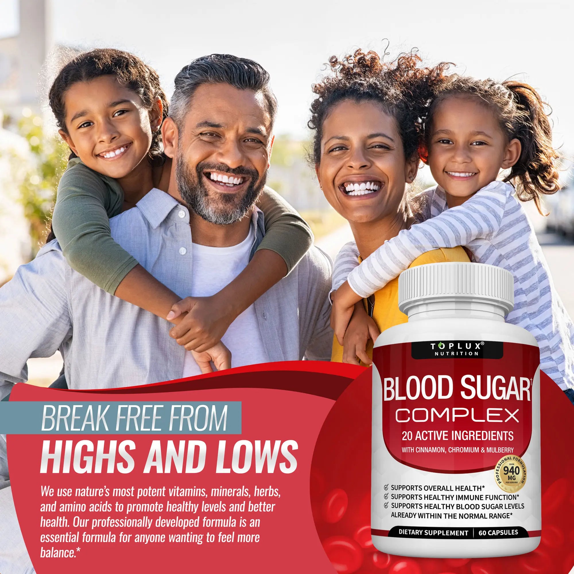 2-Piece Set Blood Sugar Complex 20 Vitamins & Minerals Support Overall Health