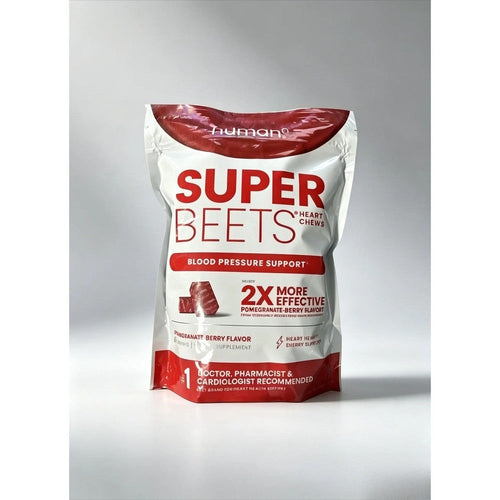 2-Piece Set HumanN Super Beets Heart Chews –Pomegranate, 60 Count for Blood Pressure Support